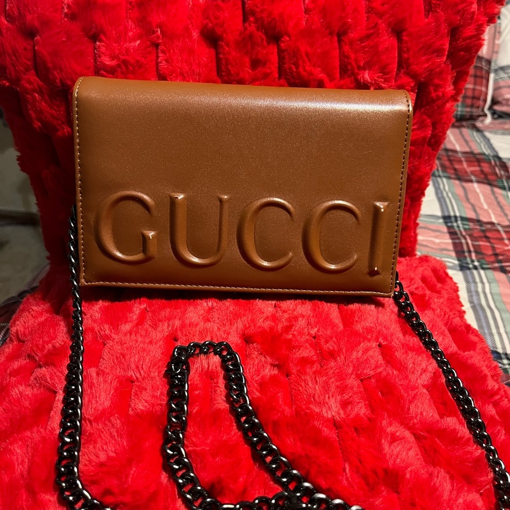 Gucci Brown Crossbody Bag with Chain Strap